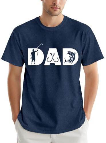 Qskall Mens Fishing Dad Shirt Fisherman T-Shirts Fishy Tee Tops Blue