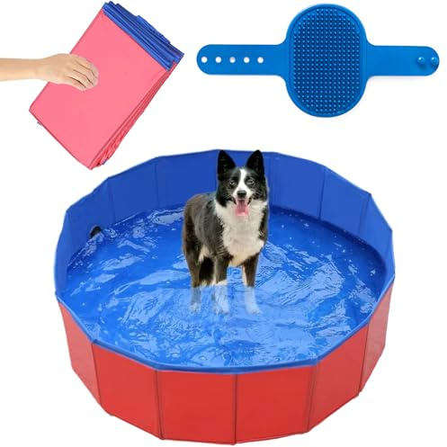 Hundepool Faltbar,60 x 20cm Schwimmbecken Hund,Hundepool Schwimmbad für Hunde,Faltbarer Hunde Planschbecken Schwimmbecken,Pool Badewanne Wasserbecken,Hundebadewanne,für Haustiere