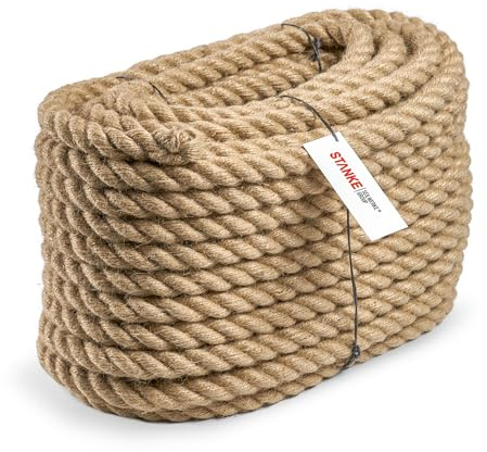 Seilwerk STANKE tvinnat juterep tillverkad av naturliga fibrer, diameter 8mm, längd 30m