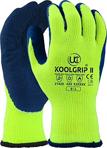 UCi KOOLgrip™ Thermo-Star Latex Palm Coated Thermal Cold Winter Grip Gloves (11 - XXL, Yellow)