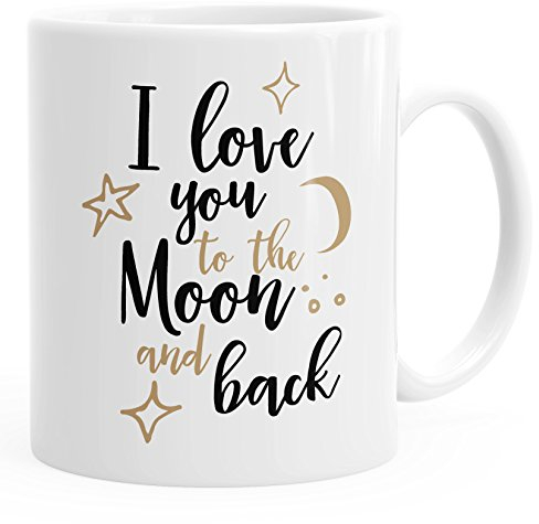 MoonWorks Kaffee-Tasse I Love You to The Moon and Back Geschenktasse Liebe Partnerschaft weiß Unisize