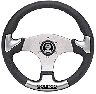 Sparco Universelles Sportlenkrad 'P222' - Schwartz/Grau Aluminium - Diameter 345mm
