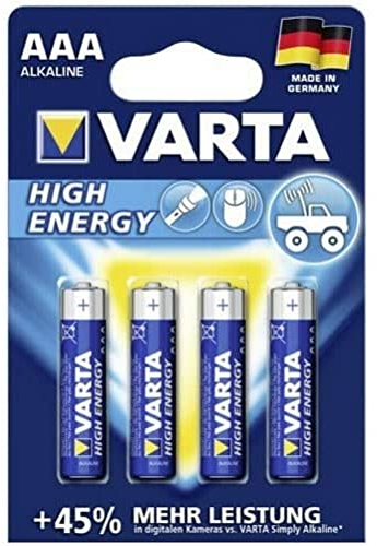 Varta 4903 - Batteria alcalina AAA ad alta energia, blu/argento, confezione da 4