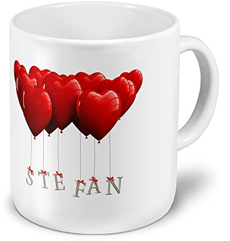 digital print XXL Riesen-Tasse mit Namen „Stefan“ - Jumbotasse mit Design Herzballons - Namens-Tasse, Kaffeebecher, Becher, Mug