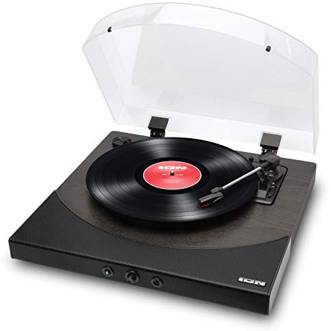 ION Audio Premier LP Black - Giradischi Vinili con Soundbar Bluetooth, Uscite RCA, Presa Cuffie, Conversione USB e Velocità 33,45 e 78 giri, Nero