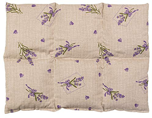 Coussin aux graines de lin 40x30 - Bouillotte sèche - Coussin thermique - Compresse froide (6 compartiments; Design: Champêtre romantique)