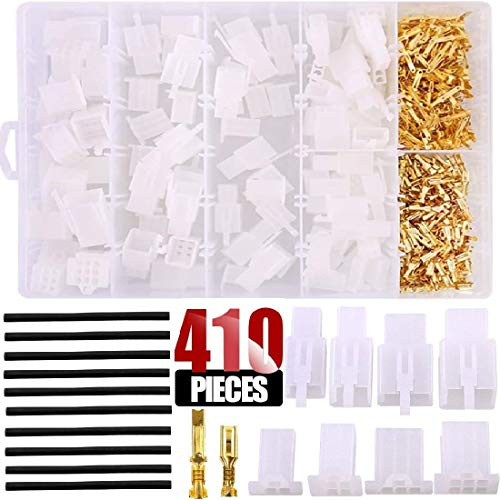 beihuazi® Set di 410 connettori piatti da 400 pezzi per moto/auto/bici elettrica/bicicletta 2 3 4 6 poli 2,8 mm maschio/femmina connettore alloggiamento kit + 10 tubi termoretraibili
