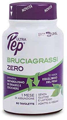 BIOS LINE Ultra Pep® Bruciagrassi Zero, 60 Tavolette, Integratore alimentare utile per l’equilibrio del peso corporeo, Non contiene fonti di Iodio, Ridotto contenuto di Caffeina