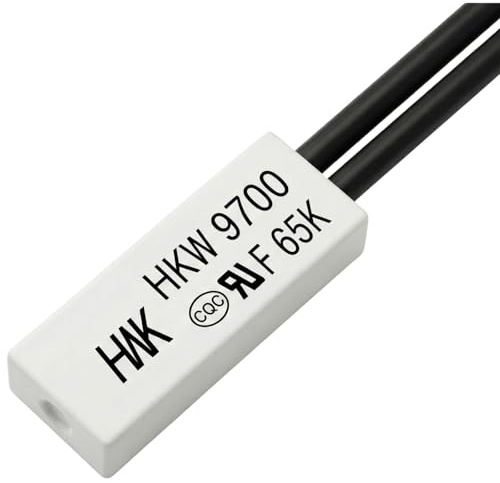 Lumonic HKW9700 Temperaturschalter flach | 65°C ± 5°C | Schließer NO | max. AC 250V/5A | max. DC 24V/8A | Kabel 70mm | 21x8x4mm | Thermoschalter, Bimetall, KSD9700 | Motoren, Netzteile, Heizlüfter