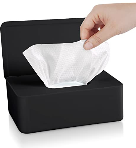 Scatola Porta Salviette Umidificate con Coperchio, Dispenser Fazzoletti,Scatola Porta Fazzoletti per Ufficio Bagno Auto (Nero)