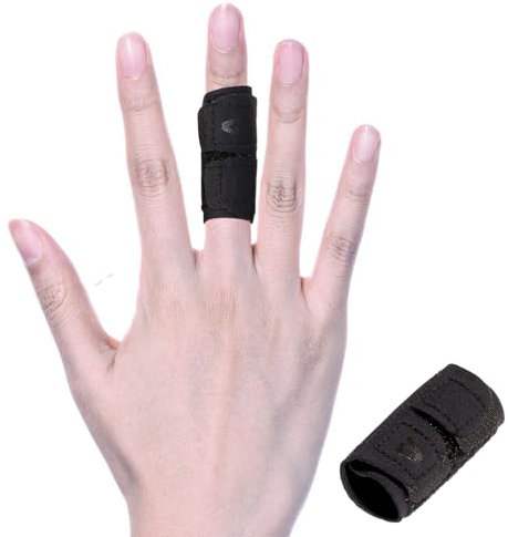 Mezeic Finger Splint Finger Buddy Wraps Adjustable Finger Support Sleeves, Elastic Trigger Finger Splints Compression Straightening Mallet Finger Brace for Arthritis Pain, Sport Injuries (Single,L)
