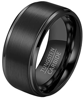 Epinki Ehering Herren 6/8/10MM, Schwarz Herrenringen Simple Matt Gebürstet Wolfram Ringe Mann