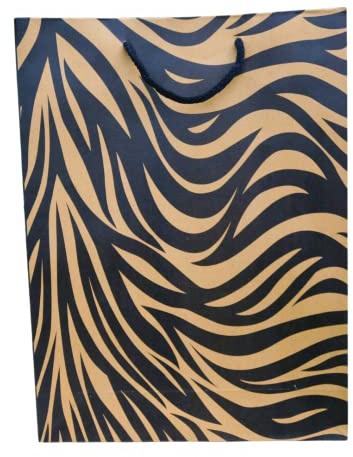 Papiertüten mit Griffen, Kraftpapier, Geschenkbeutel, Tierdruck, Zebra, 10 Stück, Geschenk für Kommunion, Weihnachten, Halloween, Hochzeit, Party, Geburtstag, Schmuck, 17,5 x 22,5 x 9 cm