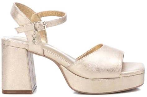 XTI - Sandalia Mujer Oro - Calzado Cómodo y Versátil - Moda casual - Modelo 14147104 (Talla 36)