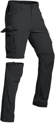 Vzteek Herren Wanderhose Zip Off Trekkinghose Outdoorhose Sommer Softshell Stretch Hose Kurz für Wandern,Abnehmbar,Baggy,Fahrrad,arbeits(Schwarz03,L)