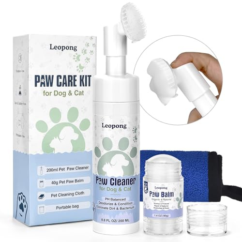 Leopong Dog Paw Care Kit - Protector for Pet Foot Washer Care（1 Pack Cleaner, 1 Pack Balm, 1 Towel and 1 Bundle Pocket