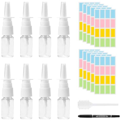 MisFun 8 Pezzi Flacone Spray Vuoto, Nebulizzatore Nasale, Spruzzatori Nasali Vuoti 20ml, Spruzzatori Nasali di Plastica Bottiglia, Ricaricabili Nebulizzatori Fini, per Cosmetici Acqua Salina