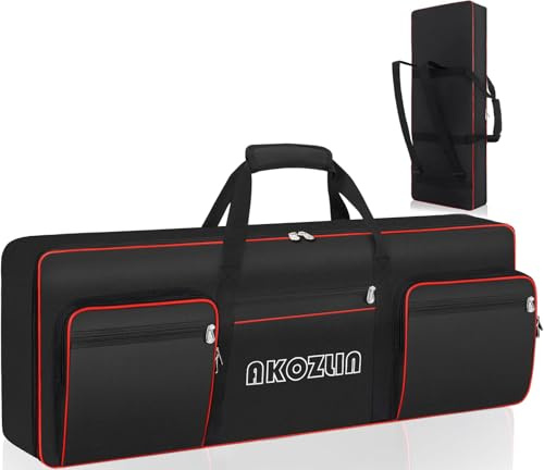 AKOZLIN 49 Key Keyboard Case Portable Gig Bag with Adjustable Straps 600D | Electric Piano Keyboard Bag, Portable Keyboard Gig Bag, 600D Oxford Cloth, Adjustable Straps
