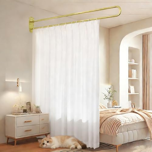 GODNOEI U Shape Privacy Partition Curtains for Room Divider Partitions with Flat Hook Inherent Hospital Curtains for Fitting Room Beauty Salon Bedroom Hospital SPA (7.2ft)