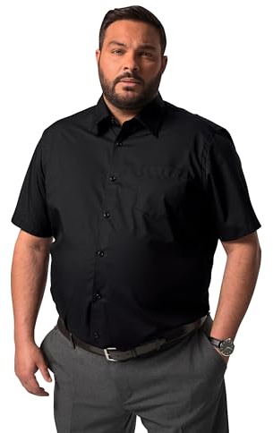 Män Plus herr stora storlekar överdimensionerade herrkläder L-8XL herr + affärsskjorta, halvkort ärm, Easycare, krage krage, komfort passform, upp till 8 XL 830756, svart, 6XL