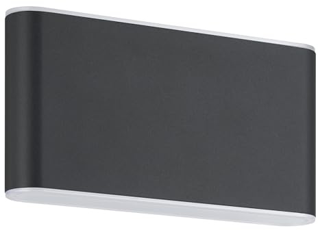 EGLO LED Außenleuchte Grutti, Wandleuchte außen mit Up und Down Beleuchtung | Wand Außenbeleuchtung aus Aluminium in Anthrazit, Außenlampe warmweiß-kaltweiß, IP65, 17,5 cm