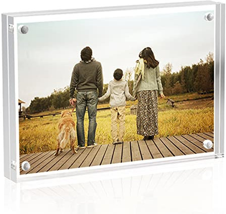 Sezanrpt Acrylic Picture Frames 2.5x3.5 inches, Clear Double Sided Magnetic Photo Block Frame,Desktop Frameless Picture Display, Wallet Small Picture Frames 2x3