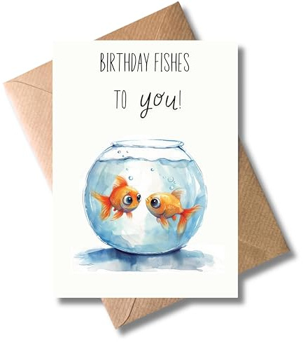 WBdesignz Geburtstagskarte mit Umschlag - Birthday Fishes Geburtstag Karte Happy Birthday Glückwunschkarte zum Geburtstag (DIN A6)