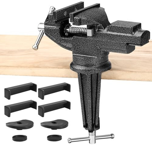 Tisch-Schraubstock, 8,4 cm, universell, drehbar, um 360 ° drehbar, zum Klemmen, Tischschraubstock mit Schnellverstellknopf für Holzbearbeitung, Bohren, Sägen, Metallarbeiten