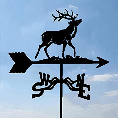Generic Metall Wetterfahne Mit Silhouetten Ornament, Wind-Schaufel Wetterhahn Garten Pfahl Wetter Schaufel Windrichtung/Elch/50 * 35Cm