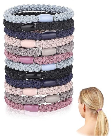 12 Stück Geflochtene Haargummis Für Damen Und Mädchen - Elastische Wiederverwendbare Armbänder