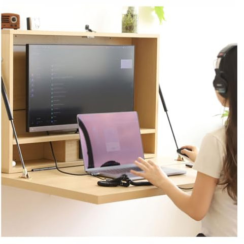 Fácil de Desplegar Mesa de Pared Plegable con Gran Tablero Mesa de Pared Plegable Ahorra Espacio Mesa de Pared Flotante Pequeña Mesa Suspendida para Oficina en Casa Cocina Comedor