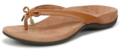 Vionic Womens Bella Thong Sandals Light Brown Leather 9.5 W