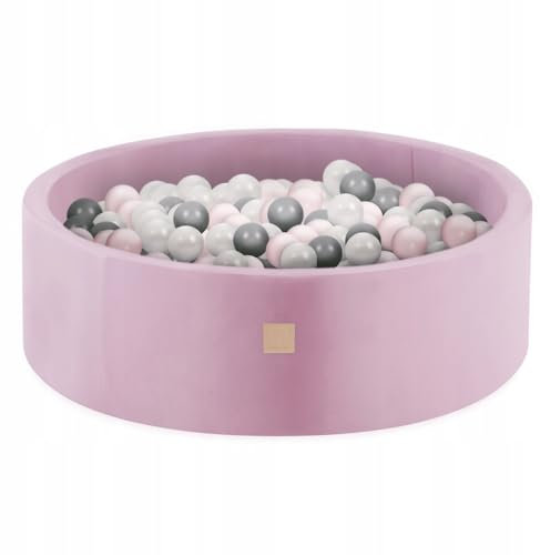 Freundliches Bällebad Baby ab 1 Jahr - Rundes Velour Bällebad Baby mit 200 Bälle - Perfekt für Kinder - 90x30cm - Spaß für die Kleinen - Sicheres Design - MISIOO