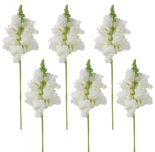 BestAlice 6 PCS Artificial Delphinium Flowers, Long Stem Artificial Flowers for Tall Vase, Fake Hollyhock Silk Flowers Larkspur Faux Flowers for Home Wedding Table Decoration (B)