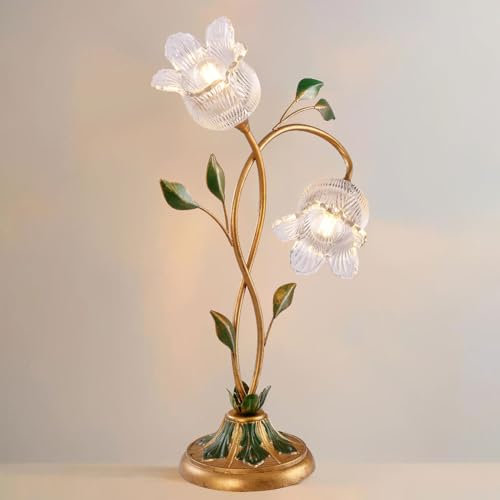 Soffione doccia Lampada da scrivania con fiori antichi Fiore di vetro accanto a Lampade da tavolo Lampada da comodino rurale, Lampade da comodino da tavolo floreali retrò per camera da letto Soggiorno