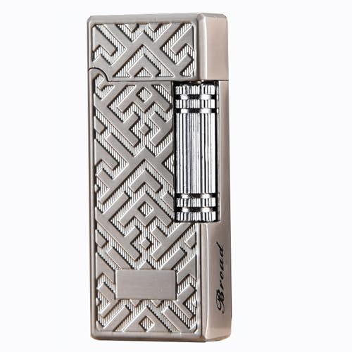 Vintage Metall Feuerstein Feuerzeug Mini Butan Feuerzeug Weichflammig (Ohne Butan) (Silber)