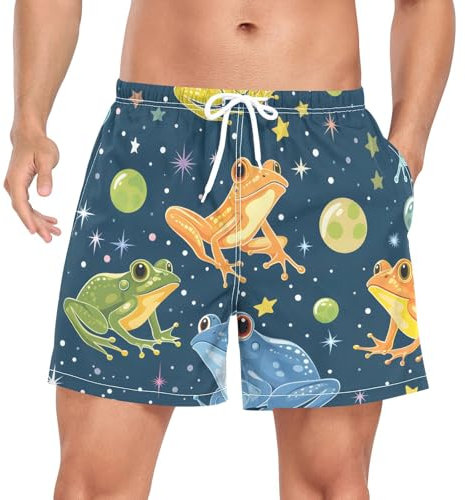 Herren-Badehose, bunte Frösche, schnell trocknend, Schwimmbrett, Strand-Shorts, mehrfarbig, XXL