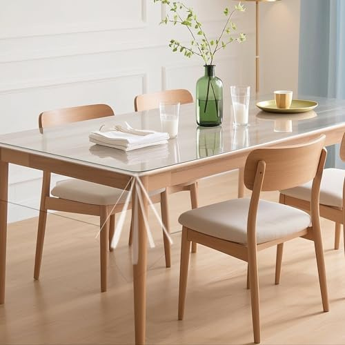 LIHIQIYA Tischfolie Transparent 100x140 Tischdecke Durchsichtig Abwaschbar | Tischschutz Transparent PVC Tischdecke Transparent Abwaschbar Plastiktischdecke Klarsichtfolie Wasserdicht Folie Fettdicht