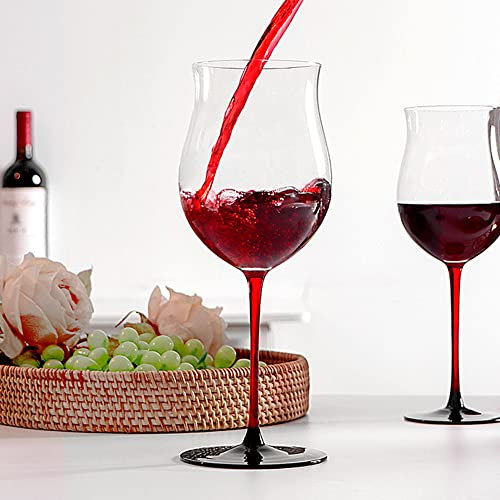 Lot de 2 verres à vin en cristal de luxe en forme de tulipe avec nœud papillon pour vin rouge, champagne et cocktails Noir