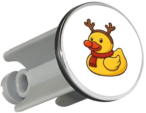 Huuraa Waschbeckenstöpsel Quietscheente Rudolf Gummiente Rentier Geschenk | Universal Stopfen 4cm höhenverstellbar Abflussstopfen Geschenkidee Stöpsel mit Motiv für das Waschbecken
