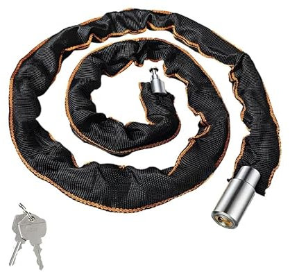 Jortmrd 121cm Lucchetto Bicicletta Antifurto in Acciaio Temprato Catena Bicicletta Antifurto, Bike Lock, Lucchetto Bici con 2 Chiavi y Copertura Impermeabile per Moto, E-Bike, Recinzione, Cancello