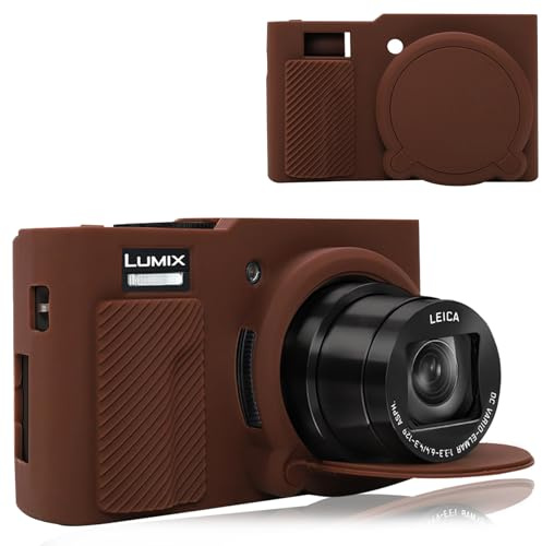 BOVKE Silicone Case for Panasonic Lumix DC-TZ99 Compact Travel Zoom Digital Camera, Soft Rubber LUMIX DC-TZ99E Protective Case with Removeable Lens Cover, Anti-Slip Grip, Coffee