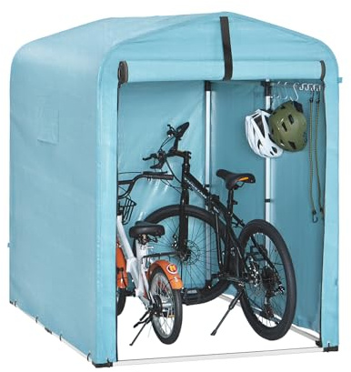 SoBuy Cykelgarage väderbeständigt utrustningsskjul cykelgarage för 1–2 cyklar carport tält med UV-skydd cykelskjul för regnskydd terrass motorcykel garage trädgårdshus blå 120x163x176cm KLS11-BL