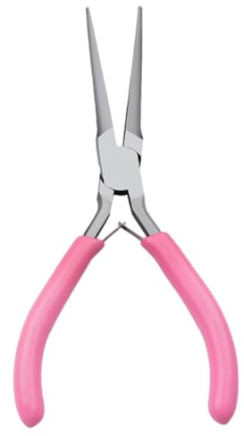 Pinza per gioielli da 5, 8 pollici di acciaio al carbonio con ago con ago con manico non slittata per la produzione di gioielli, mestieri fai-da-te, perline, riparazione, flessione dei fili e pro