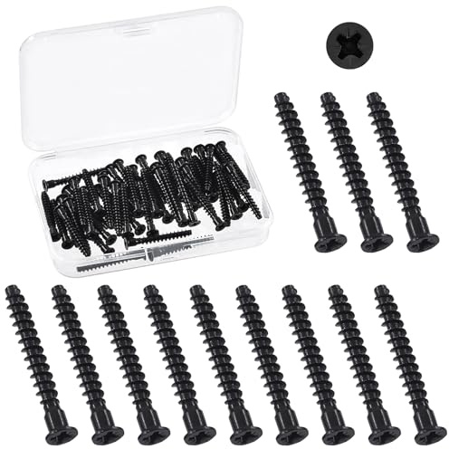 Swpeet 50Pcs M5 x 40mm Black Zinc Plated Carbon Steel Confirmat Screws Assortment Kit, Phillips Drive Countersunk Self-Tapping Furniture Connecting Screw for Assembly and Mounting