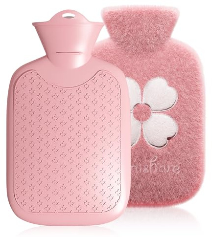 Hot Water Bottle, 2-in-1 Small Hot Water Bottle with Cover (Pink)