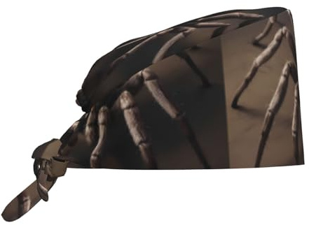 WZYWHJ Chapeau de travail de nettoyage avec motif araignée géante pour homme et femme, sangle élastique réglable, noir