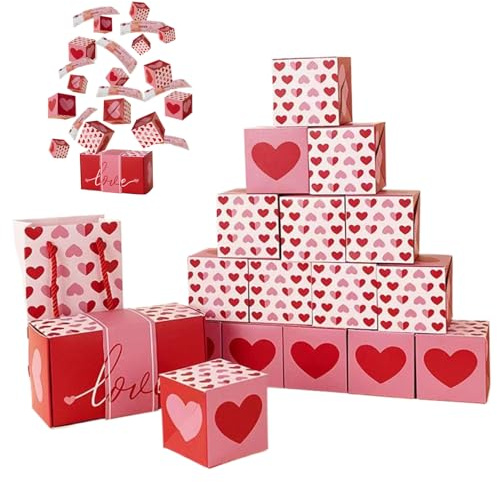 Explosionsbox, Pop-Out-Spardose mit 15 kleinen faltbaren Hüpfboxen, kreativer Geldhalter für Jubiläums- und Valentinstagsgeschenke