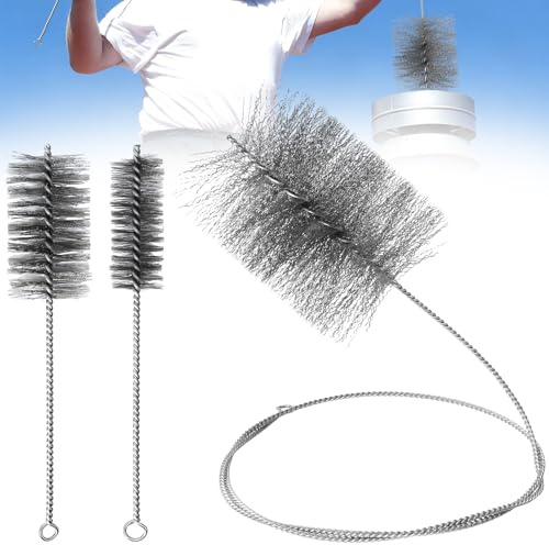 COEWUR 3 Stück Ofenrohrbürste Set Ofenbürste Kaminbürste ø 130 mm 60 mm 40 mm Kamin Reinigungsset mit 1,5m Flexstange Schornsteinfeger Bürste mit Schubstange Kaminbesen für Kaminofen Kamin Ofenrohr