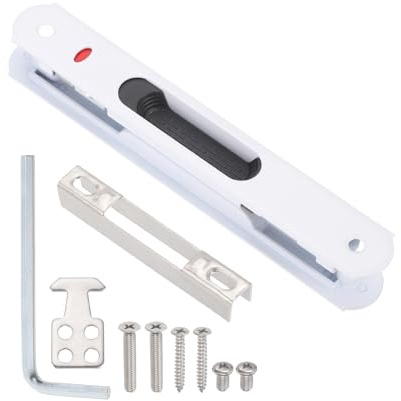 PATIKIL Sliding Door Double Sided Hook Lock (Fit 0.98-1.1 Thick, White), Flush Mount Sliding Glass Door Lock, Suit for Kitchen/Bathroom/Balcony Aluminum Doors Windows